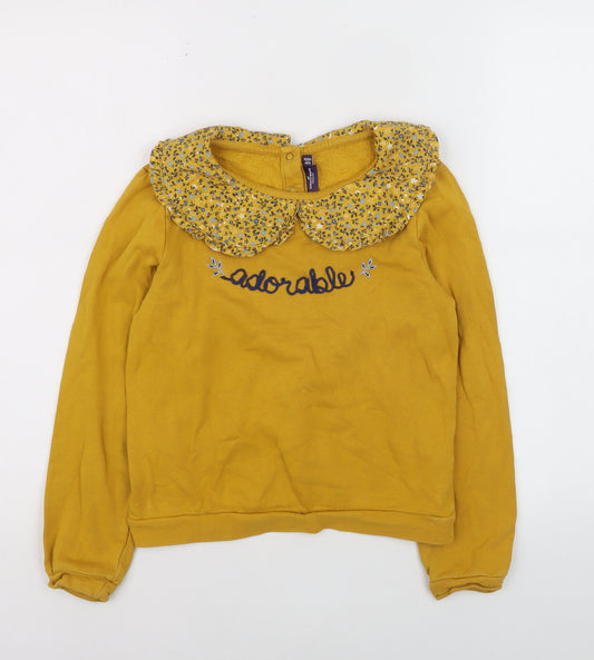 Sergent Major Girls Yellow Floral Collar Long Sleeve Top Size 7 Years