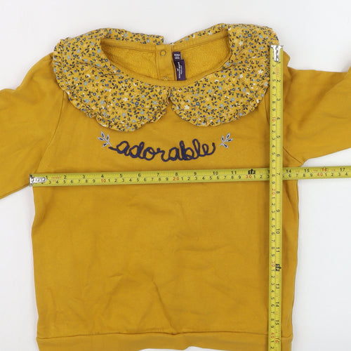 Sergent Major Girls Yellow Floral Collar Long Sleeve Top Size 7 Years