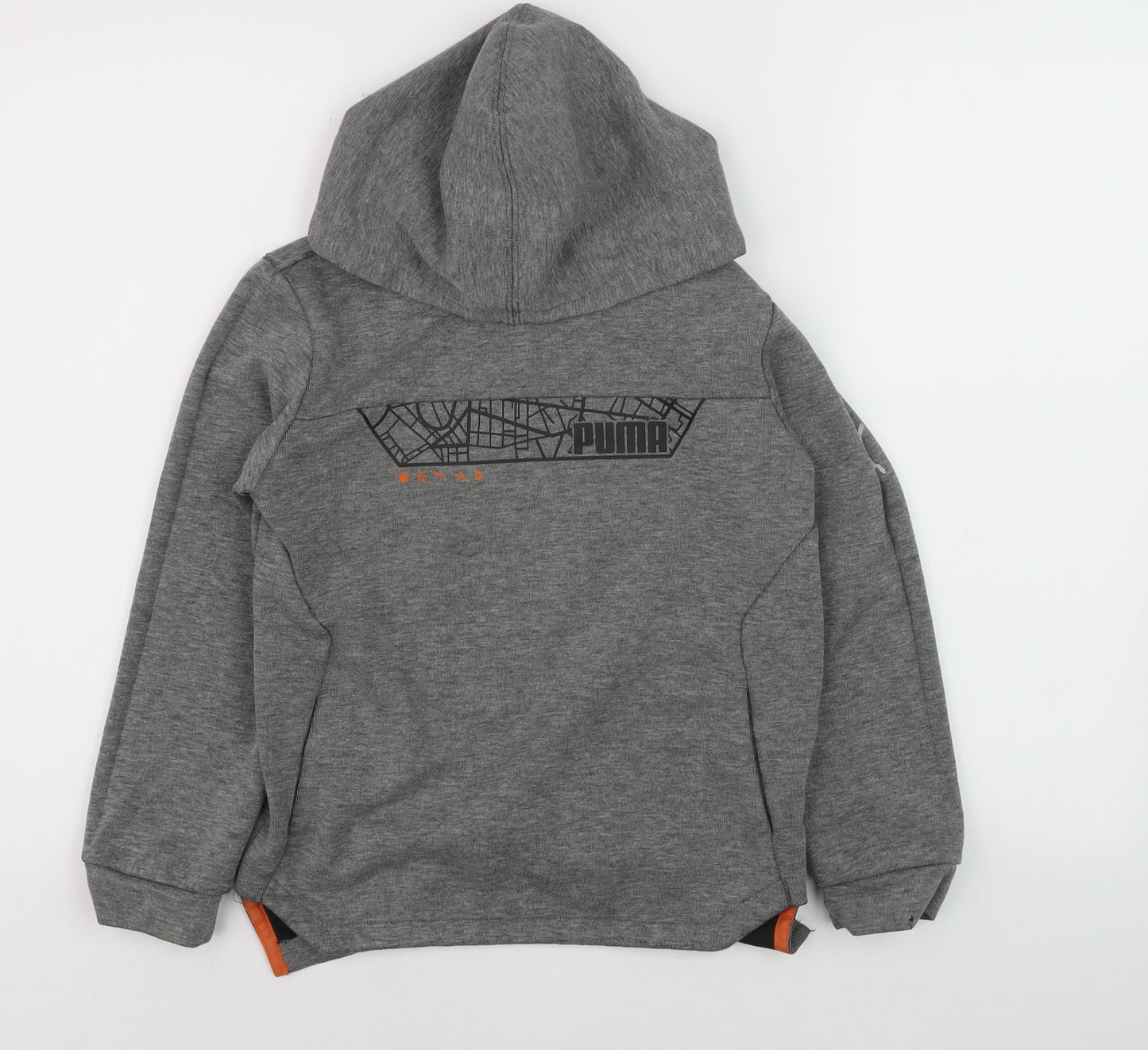 Puma Boys Grey Hoodie 9-10 Years Pullover Hooded Sweatshirt