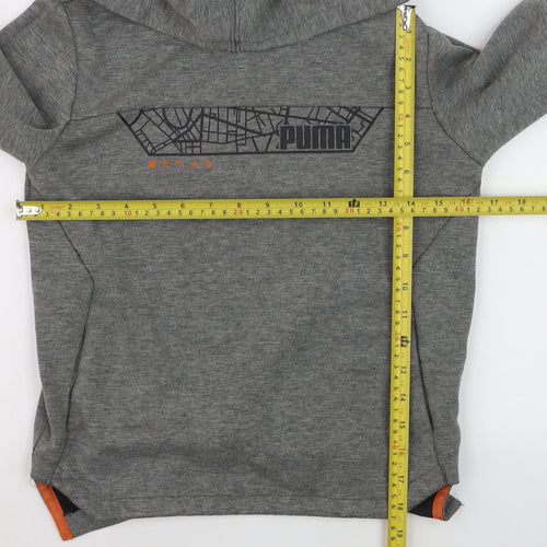 Puma Boys Grey Hoodie 9-10 Years Pullover Hooded Sweatshirt