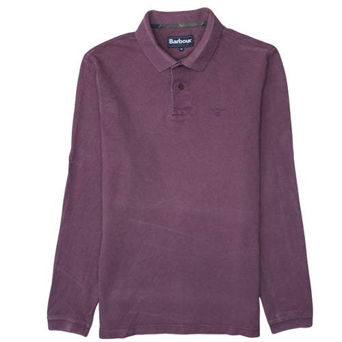Barbour Men's Purple Long Sleeve Cotton Polo Shirt Size M