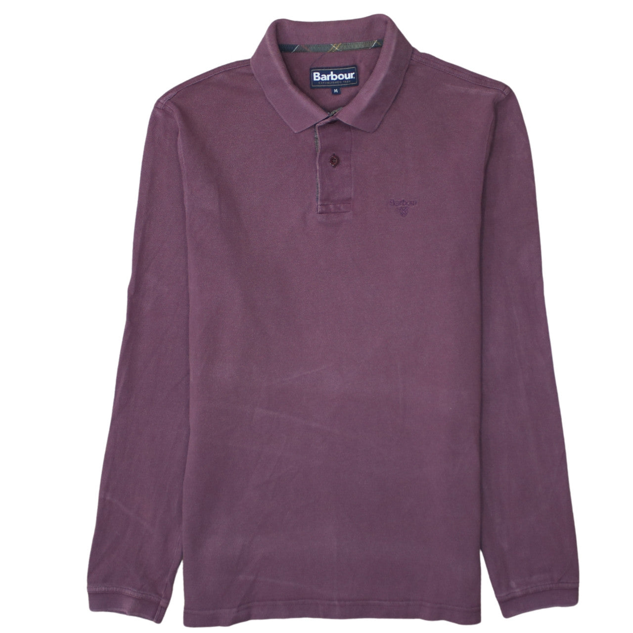 Barbour Men's Purple Long Sleeve Cotton Polo Shirt Size M