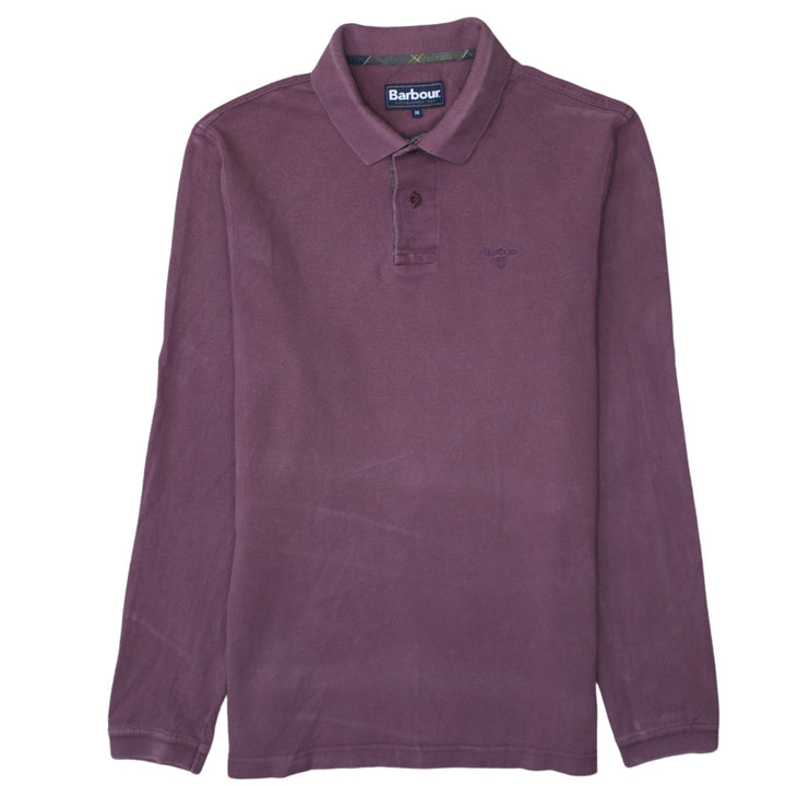 Barbour Men's Purple Long Sleeve Cotton Polo Shirt Size M