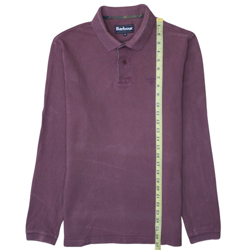 Barbour Men's Purple Long Sleeve Cotton Polo Shirt Size M