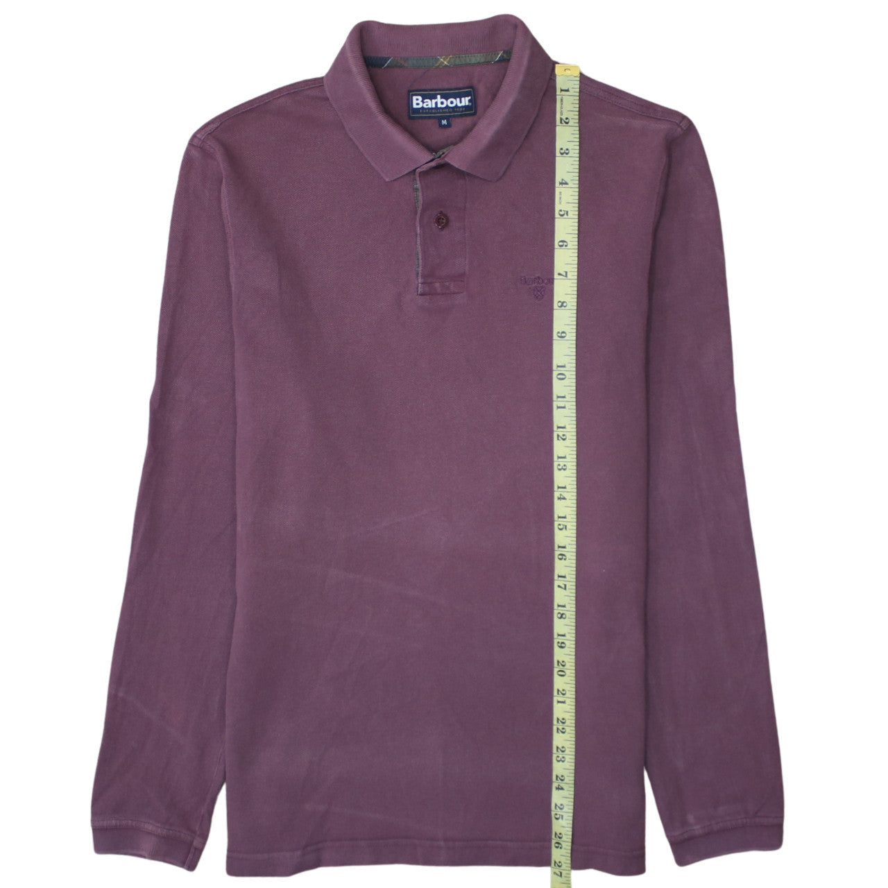 Barbour Men's Purple Long Sleeve Cotton Polo Shirt Size M