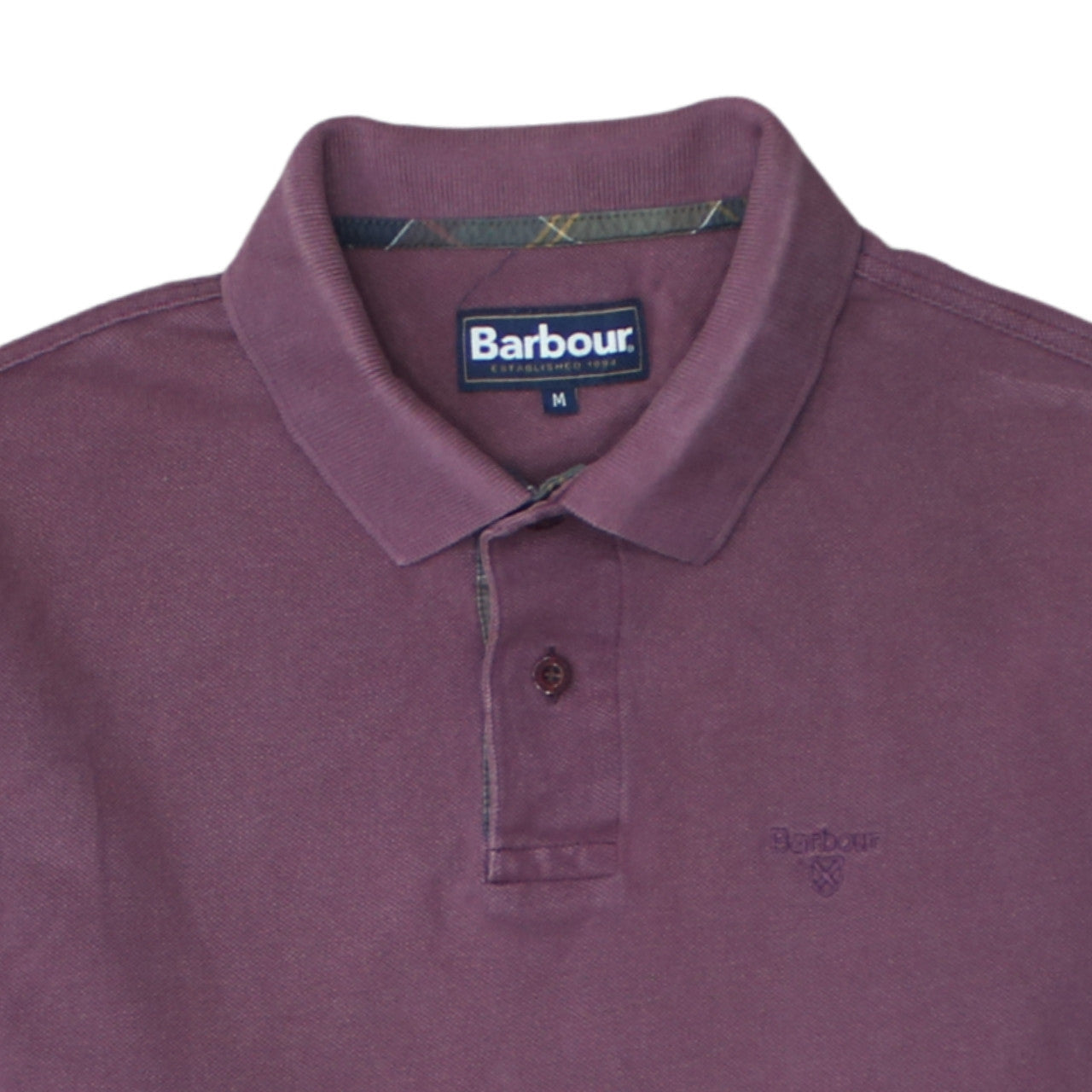 Barbour Men's Purple Long Sleeve Cotton Polo Shirt Size M