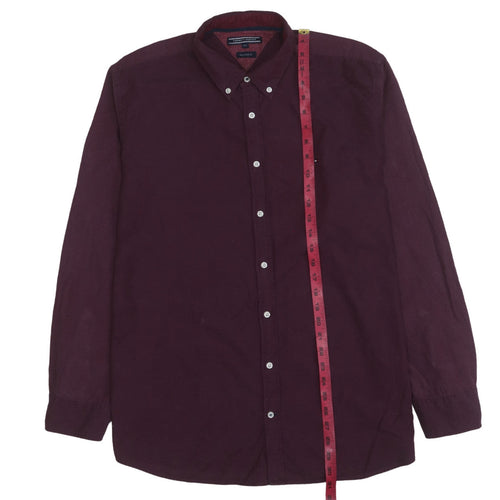 Tommy Hilfiger Men’s Purple Button-Down 2XL Cotton Shirt New York Fit