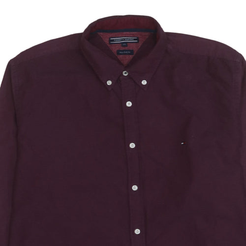 Tommy Hilfiger Men’s Purple Button-Down 2XL Cotton Shirt New York Fit