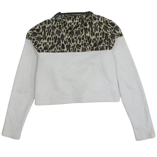 Fila Womens White Leopard 1/2 Zip Pullover Sweatshirt Size S