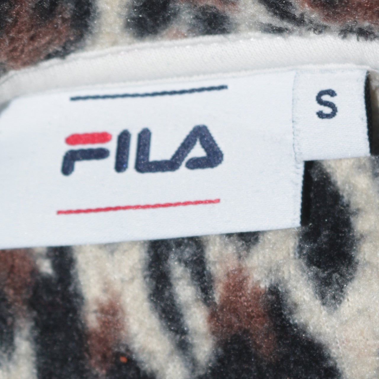 Fila Womens White Leopard 1/2 Zip Pullover Sweatshirt Size S