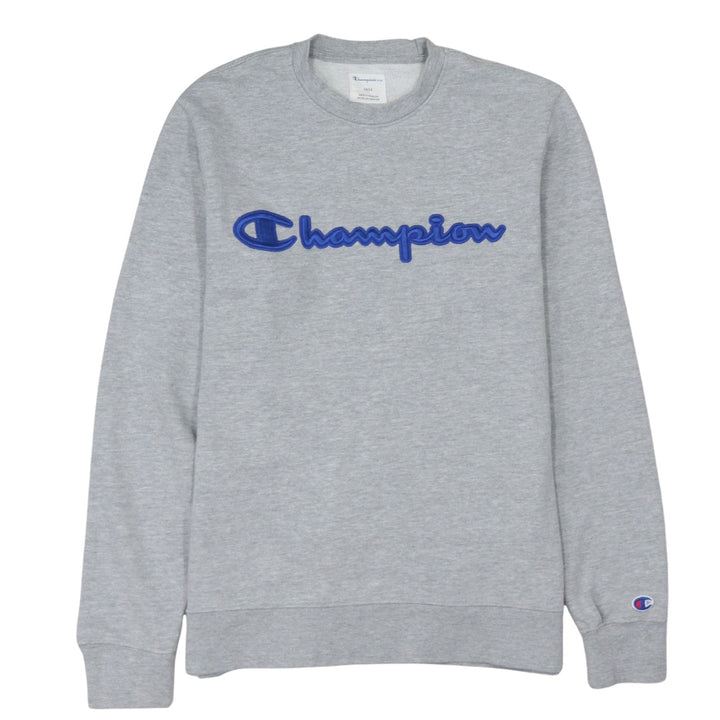 Champion Men's Grey Crew Neck Embroidered Logo Sweatshirt M