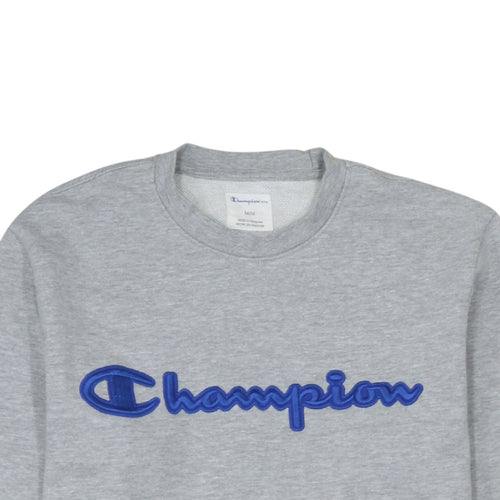 Champion Men's Grey Crew Neck Embroidered Logo Sweatshirt M