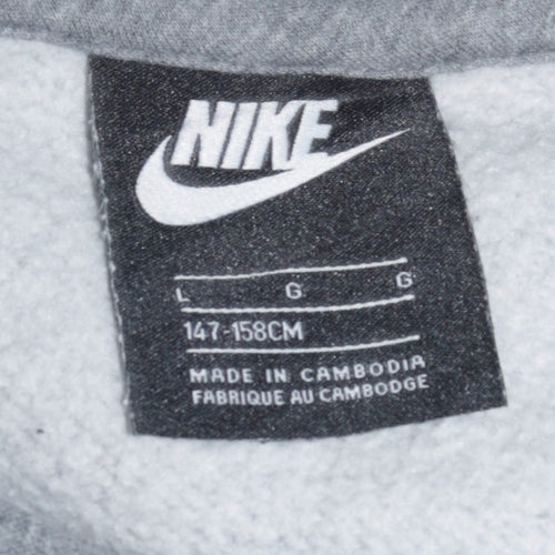 Nike Boys Grey Pullover Fleece Hoodie L 147-158cm Hooded Sweatshirt