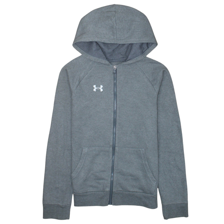 Under Armour Boys Grey Full Zip Hoodie Size 158 (13 Years) Cotton Blend