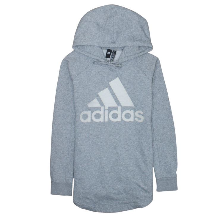 Adidas Women Grey Small Pullover Hoodie Sweatshirt Logo Lightweight