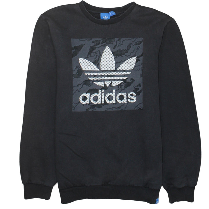 Adidas Men's Black Graphic Trefoil Logo Pullover Sweatshirt Size M