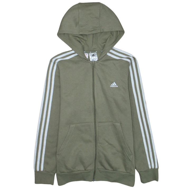Adidas Boys Green Full Zip Hoodie 13-14 Years Regular Fit Sportswear