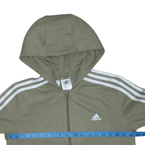Adidas Boys Green Full Zip Hoodie 13-14 Years Regular Fit Sportswear