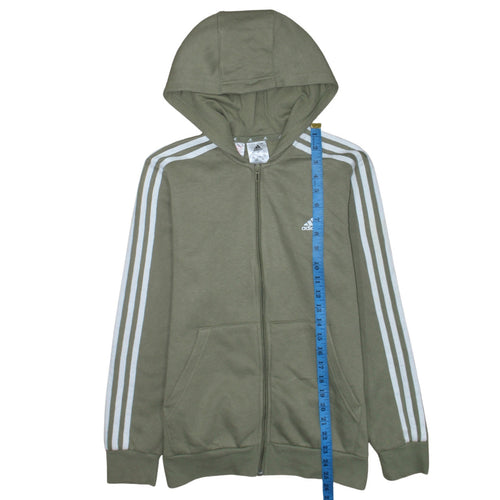 Adidas Boys Green Full Zip Hoodie 13-14 Years Regular Fit Sportswear