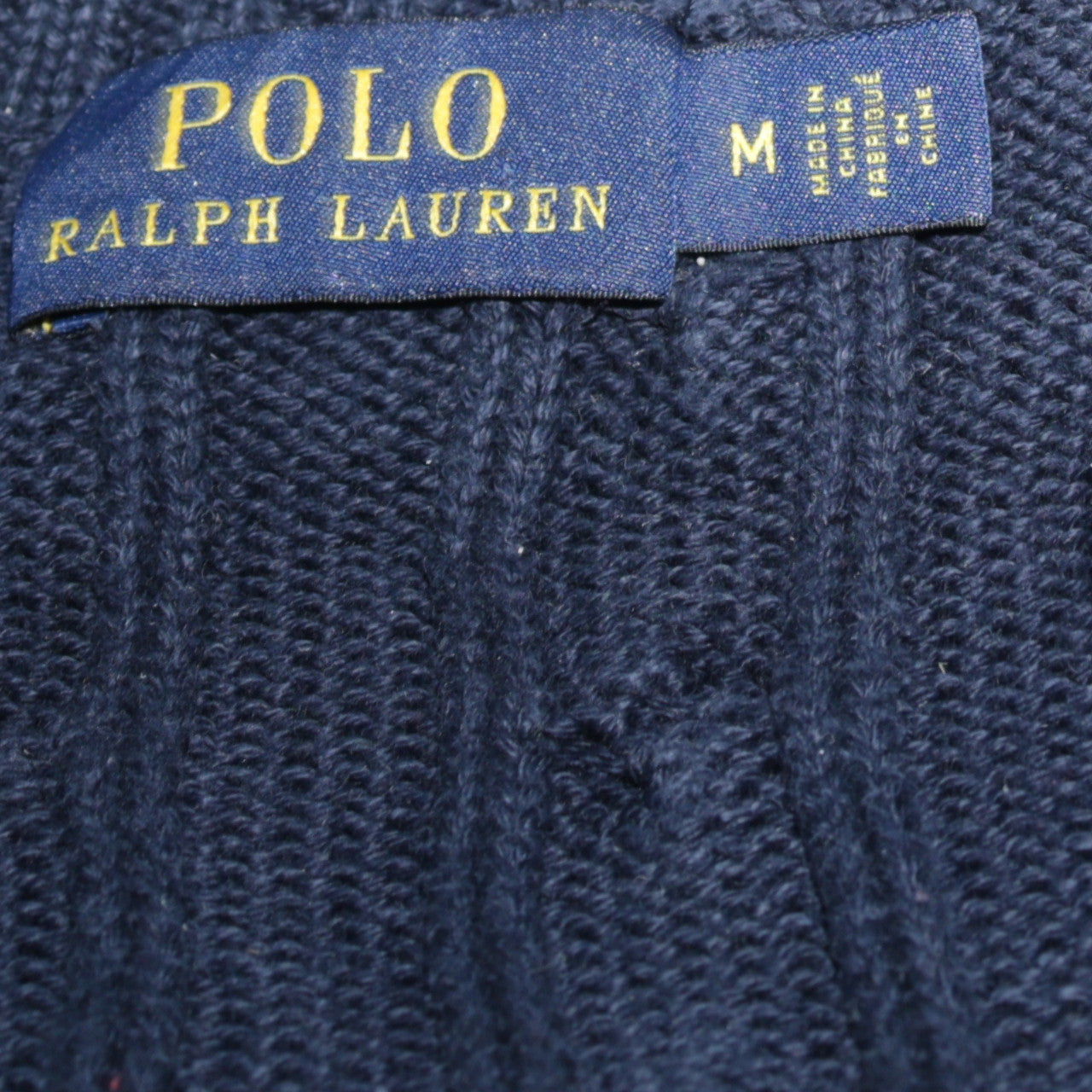 Polo Ralph Lauren Women's Blue V-Neck Cable Knit Jumper Size M