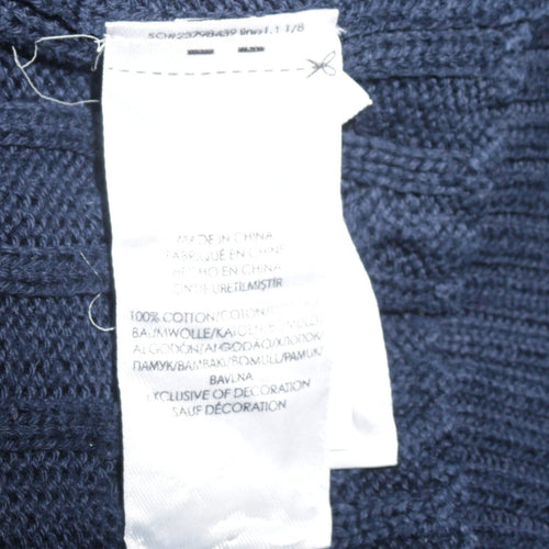 Polo Ralph Lauren Women's Blue V-Neck Cable Knit Jumper Size M