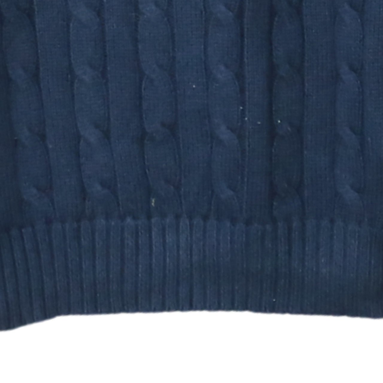 Polo Ralph Lauren Women's Blue V-Neck Cable Knit Jumper Size M