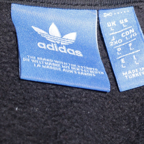 Adidas Men's Black Logo Crew Neck Fleece Sweatshirt Size L