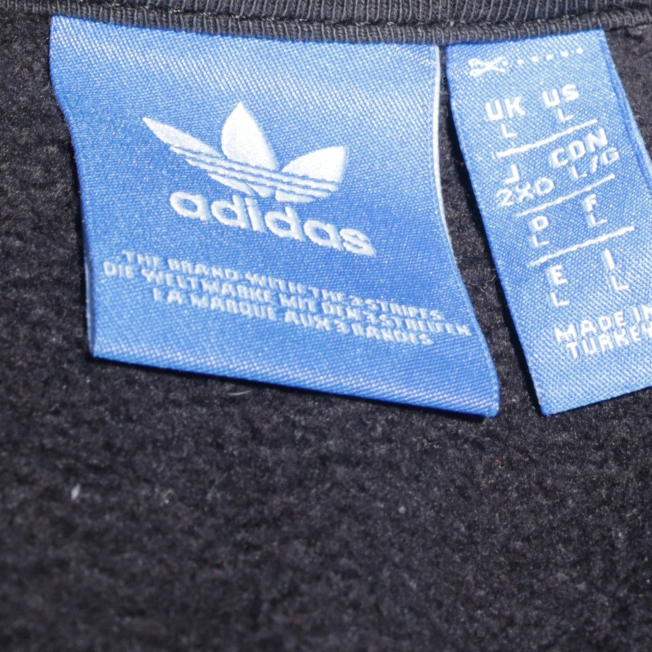 Adidas Men's Black Logo Crew Neck Fleece Sweatshirt Size L
