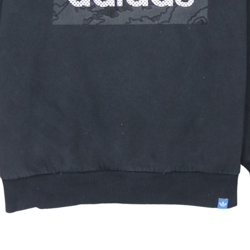 Adidas Men's Black Logo Crew Neck Fleece Sweatshirt Size L