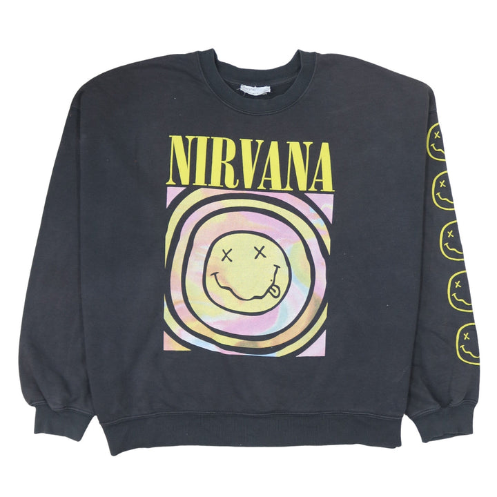 Bershka Womens Black Nirvana Graphic Pullover Sweatshirt L