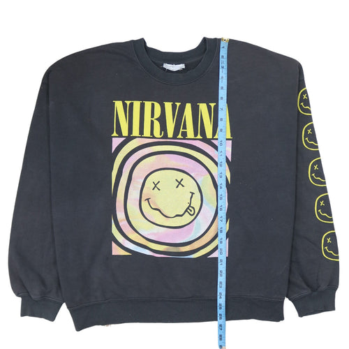 Bershka Womens Black Nirvana Graphic Pullover Sweatshirt L