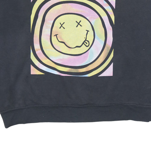 Bershka Womens Black Nirvana Graphic Pullover Sweatshirt L