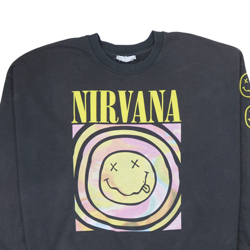 Bershka Womens Black Nirvana Graphic Pullover Sweatshirt L