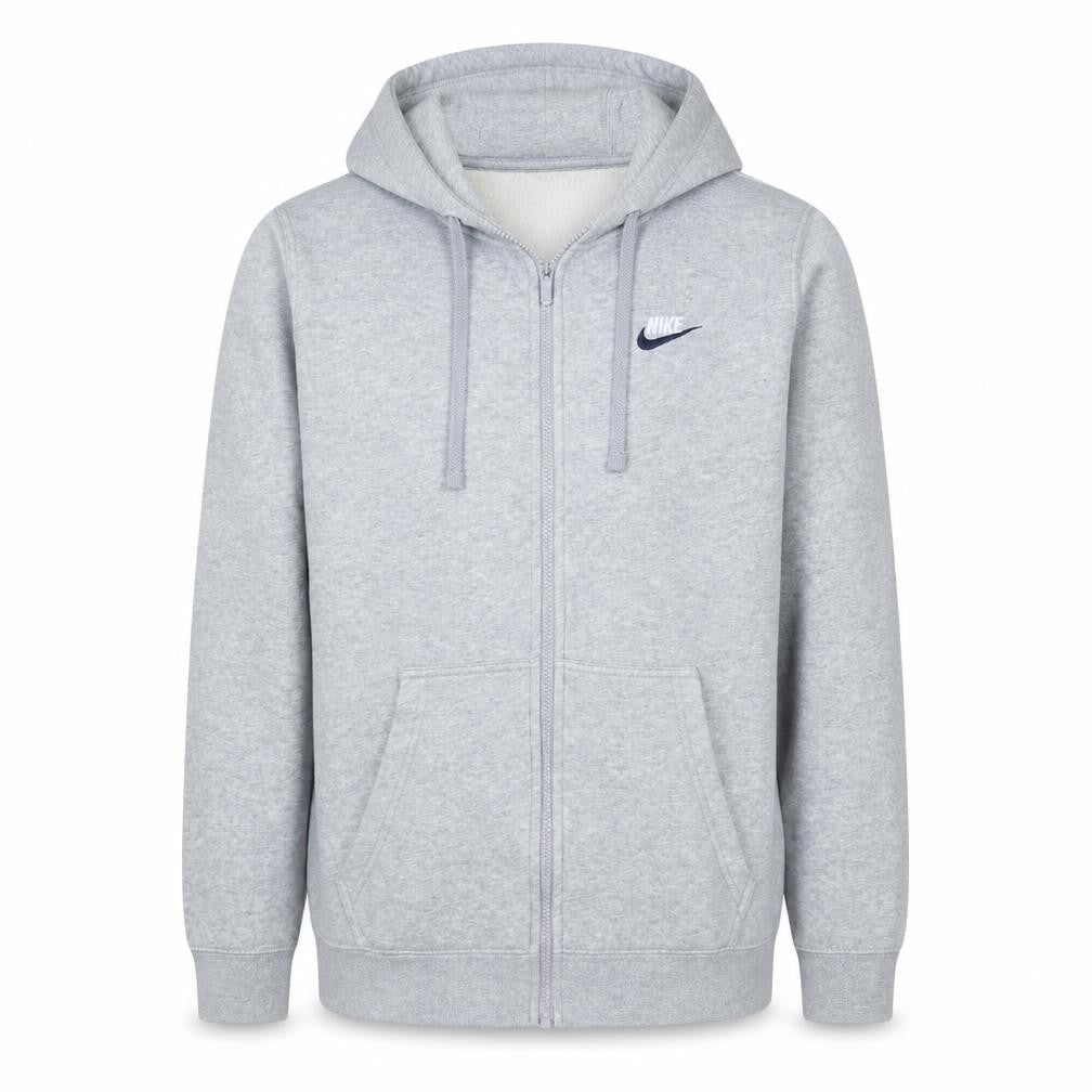 Front view of Nike Men's Grey Full Zip Hoodie Size Small Regular Fit