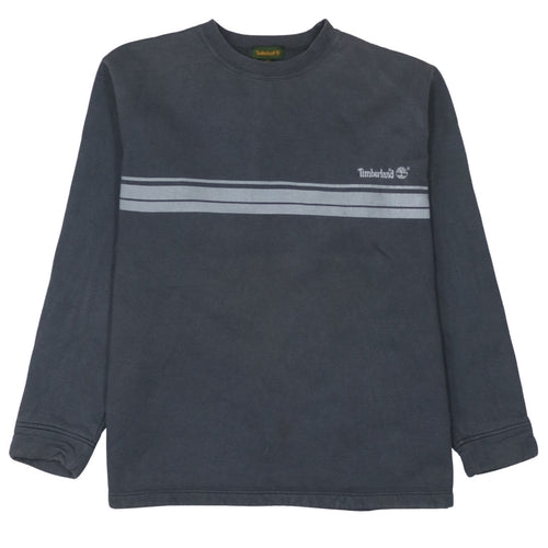 Timberland Boys Black Striped Crew Neck Fleece Pullover Sweatshirt 16 Years