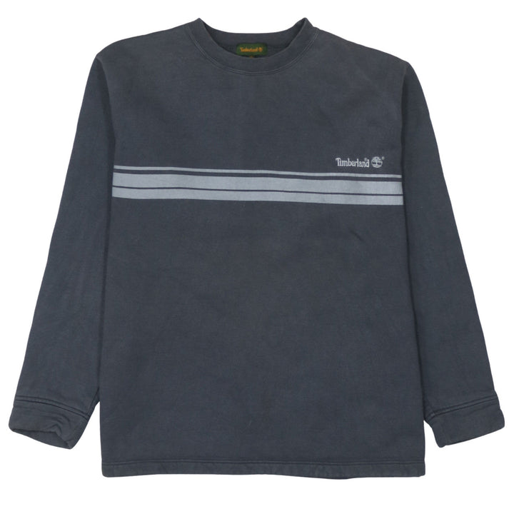Timberland Boys Black Striped Crew Neck Fleece Pullover Sweatshirt 16 Years