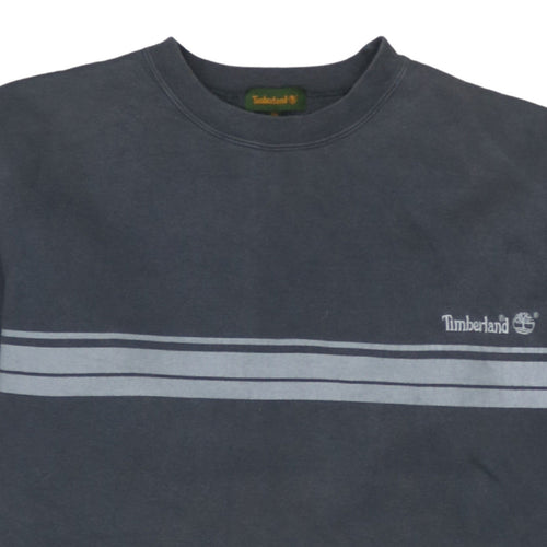 Timberland Boys Black Striped Crew Neck Fleece Pullover Sweatshirt 16 Years