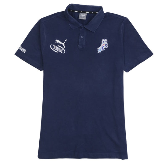 Puma Men's Blue Regular Fit Short Sleeve Polo Shirt M