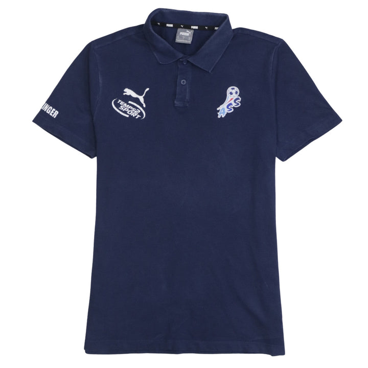 Puma Men's Blue Regular Fit Short Sleeve Polo Shirt M