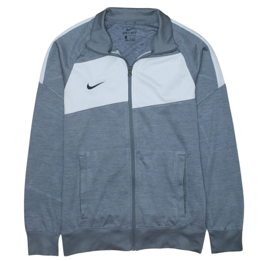 Nike Mens Grey Dri-Fit Track Jacket Size L Full Zip Athletic Outerwear