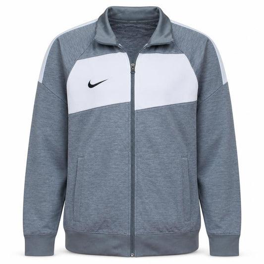 Nike Mens Grey Dri-Fit Track Jacket Size L Full Zip Athletic Outerwear