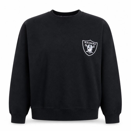 Front view of Primark NFL Raiders Black Cotton Crew Neck Sweatshirt Women’s XL