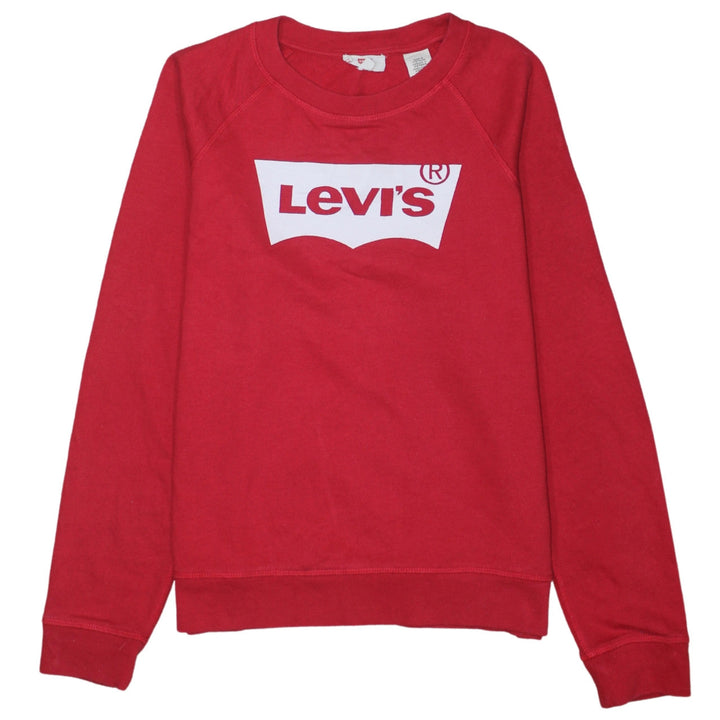 Levi's Womens Red Crew Neck Logo Pullover Sweatshirt M