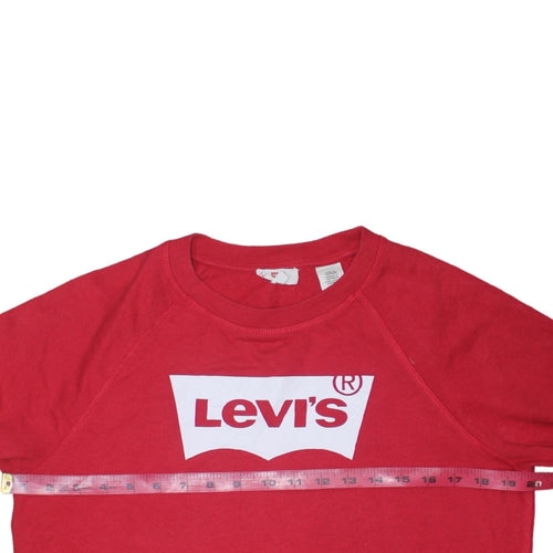 Levi's Womens Red Crew Neck Logo Pullover Sweatshirt M