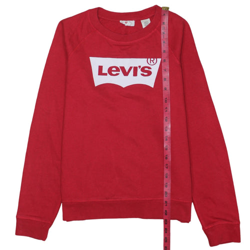 Levi's Womens Red Crew Neck Logo Pullover Sweatshirt M