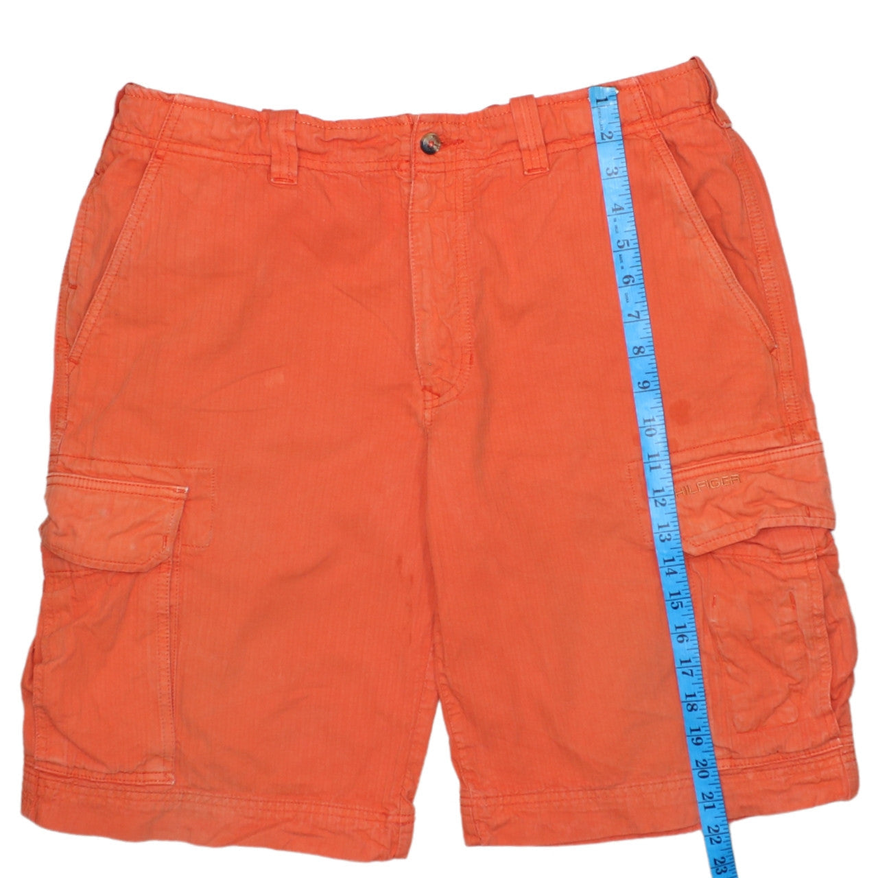 Tommy Hilfiger Men's Orange Cargo Shorts Size 34 Regular Cotton
