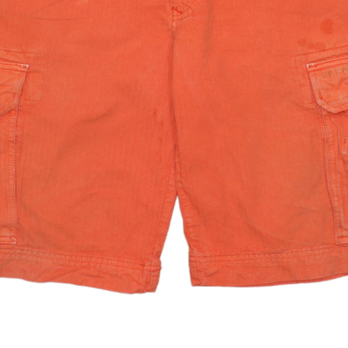 Tommy Hilfiger Men's Orange Cargo Shorts Size 34 Regular Cotton