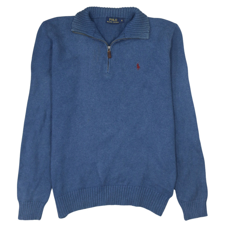 Ralph Lauren Men's Blue 1/2 Zip Cotton Knit Jumper Size S