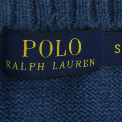 Ralph Lauren Men's Blue 1/2 Zip Cotton Knit Jumper Size S