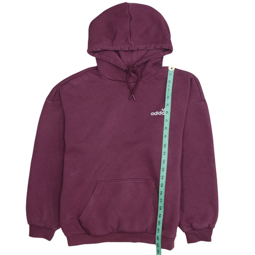 Adidas Womens Burgundy Pullover Hoodie Size 12 Logo Print Cotton Blend